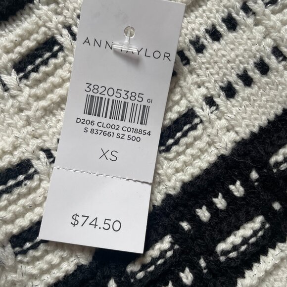 Ann Taylor Sweater Vest Tank Top Size XS NWT Black and White Cotton Blend - Picture 4 of 5